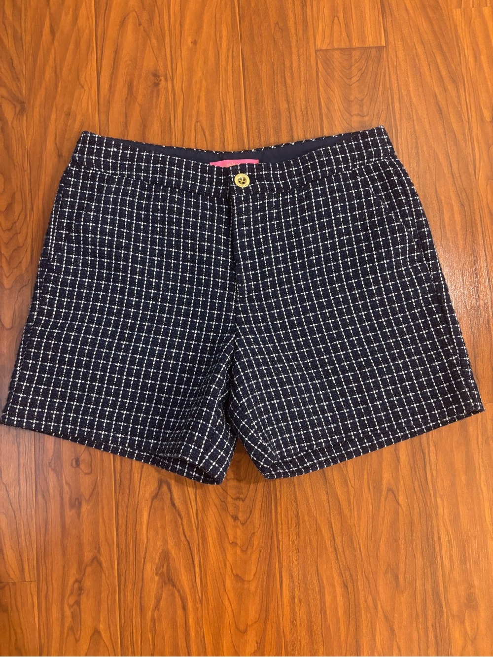 Lilly Pulitzer Gretchen Navy White Tweed High Waist Shorts Womens 6